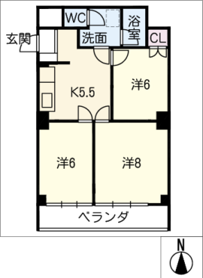 ハイツサンライズ６０２号室 6階