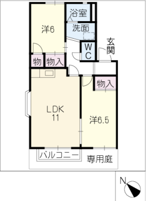 セゾンのぞみB 1階