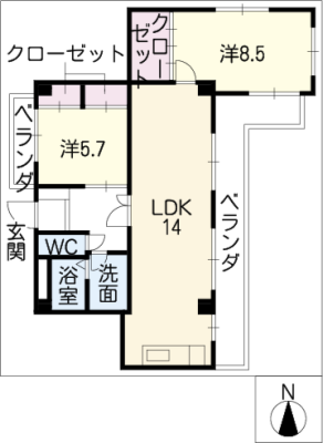 タウン唐山Ｆ棟 3階