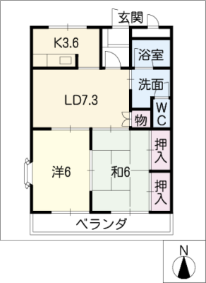 サンティアラＢ 2階