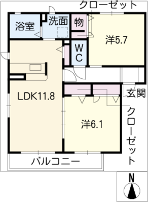 グリーンヒル稲熊Ｂ棟 2階