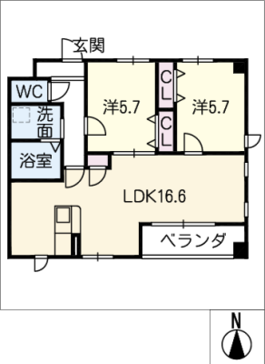 ハイツパークサイドⅢ 2階