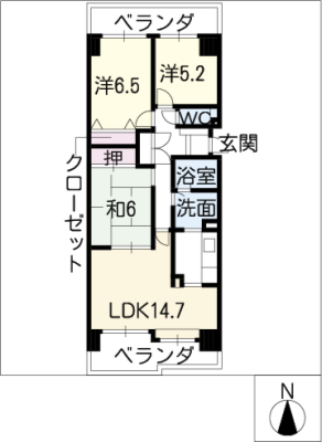 ｺｰﾌﾟ野村岩倉弐番館２０８号室 2階