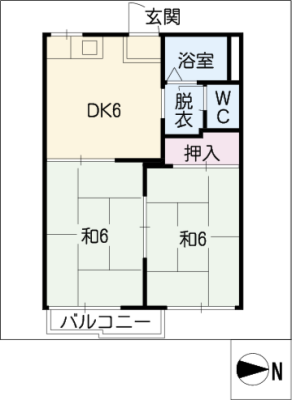 パレス西沖 2階