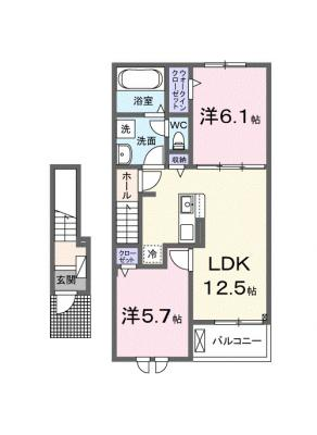 アンドゥトロワ 2階