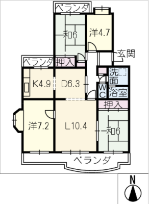 ﾊﾟｽﾄﾗﾙﾊｲﾑ明徳6番館512号室 5階