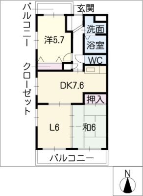 クレール白山Ｂ棟 2階