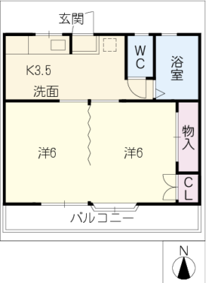 栗真ロイヤルハイツ　西棟 2階