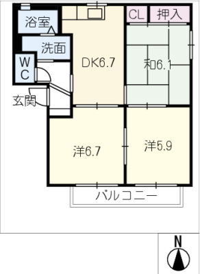 オークコート　Ａ 2階