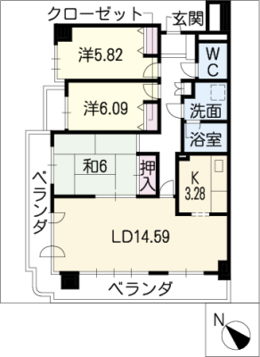 ｻﾝﾏﾝｼｮﾝアトレ青山３０３号室 3階