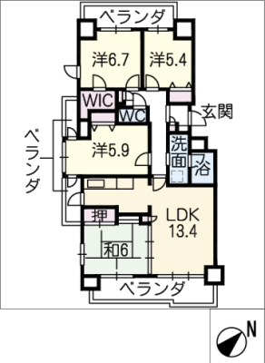 ｻﾝﾏﾝｼｮﾝｱｰﾂ山の手五番館501号 5階