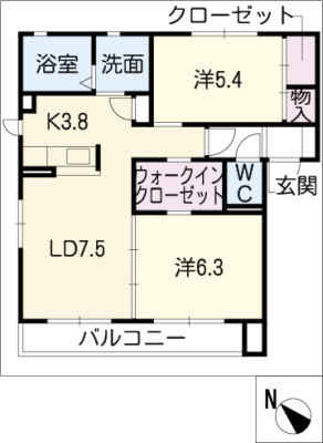 ガーデンヒルズ　Ｃ棟 2階