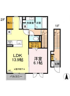 D-ROOM茜部中島　B棟 2階