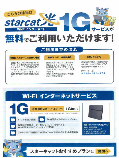 パークアベニュー 2階 スターキャット光（ＷＩＦＩ）