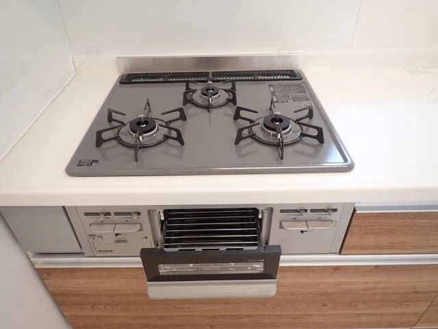 グリル付き三口ガスコンロ