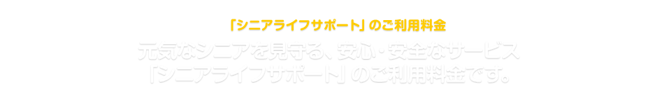 ご利用料金 元気なシニアを見守る、安心・安全なサービス「シニアライフサポート」のご利用料金です。